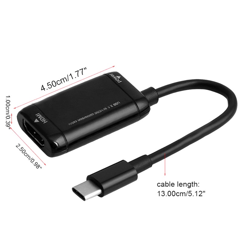 （✔✔❤Kabel Adapter USB 3.1 Tipe C to HDMI Warna Hitam Untuk MHL Android Tablet