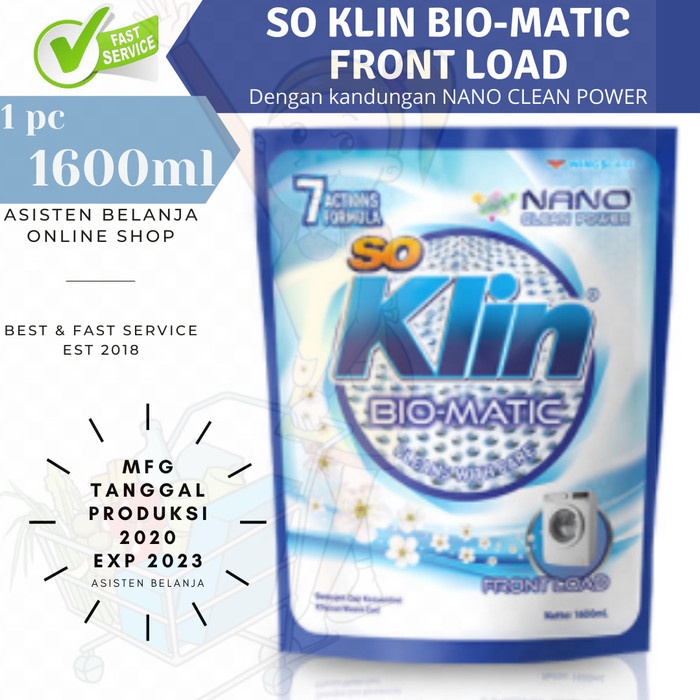 So Klin BioMatic Cair 1600ml SoKlin Liquid Front Load VS Rinso Matic MURAH Murah ORIGINAL Original