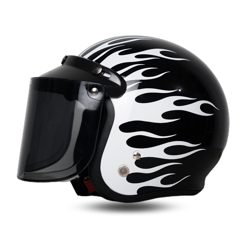 Helm Retro Dewasa SNI BR01 Flame Terbaru