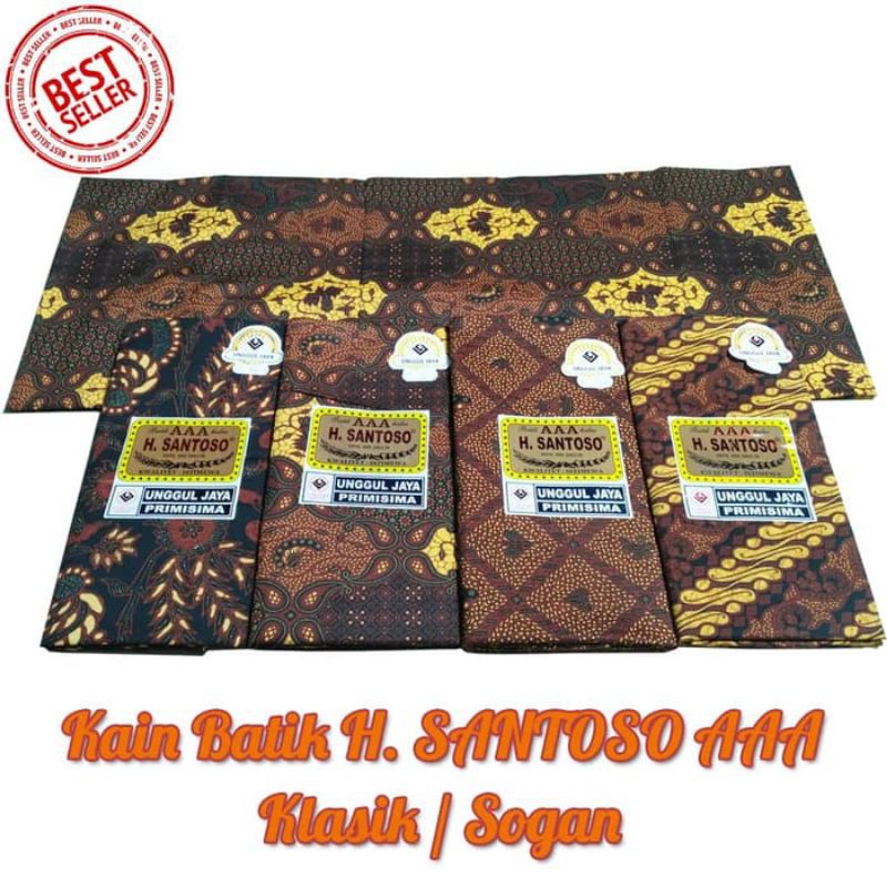 Kain jarik Batik Santoso AAA kain batik panjang Halus - Klasik Sogan