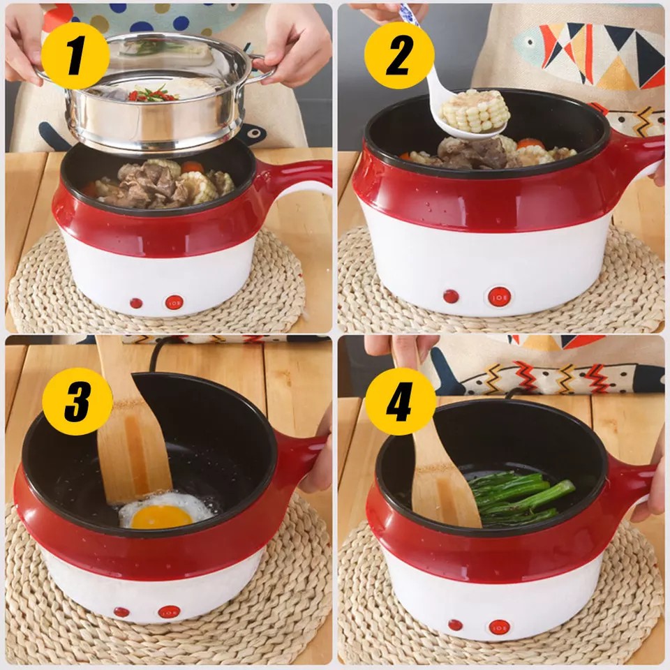 Panci Elektrik 18cm Lapisan Keramik / Electric Fry Pan / Multifunctional Electric Fry Pan, Shenar