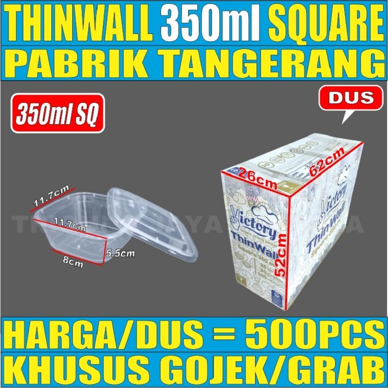 Thinwall Square SQ 350ml Perdus Food Container Box Kotak Makan Plastik