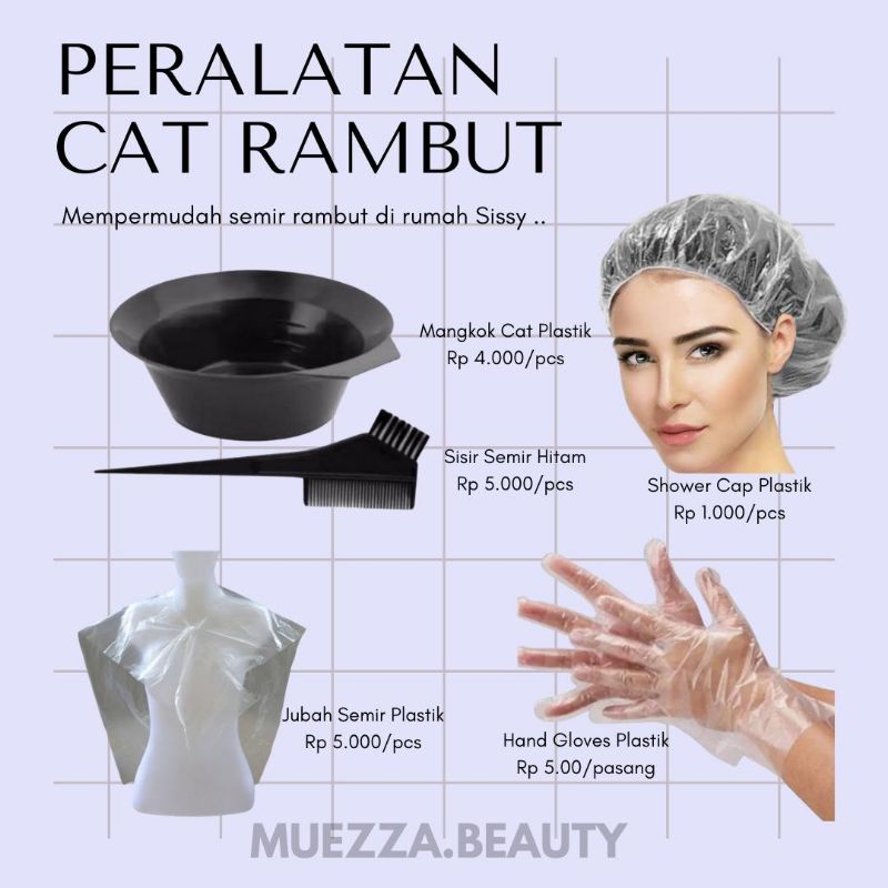 Peralatan Semir / Cat Rambut - Sisir Semir - Mangkok Cat - Shower Cap Plastik - Jubah Semir Plastik