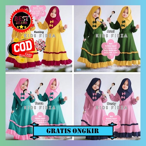Baju Gamis Anak Perempuan Brukat Muslim Terbaru 2021 Model Kekinian Pesta Kondangan Dress Geraldine Kids Usia 4 5 6 Tahun Mewah (Cod) Firza Kids/Umur 2-10 Tahun Size S | M | L | Xl/Gamis Anak /Syari