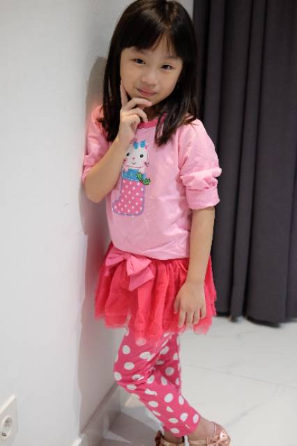 SHR - Setelan Anak Perempuan Cat Pink Polkadot With Tutu Pants