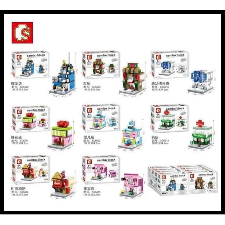 Open Ds Brick Sembo Sd 6608-6615 Sembo Mini City Set Isi 8 Pcs Brick Sembo