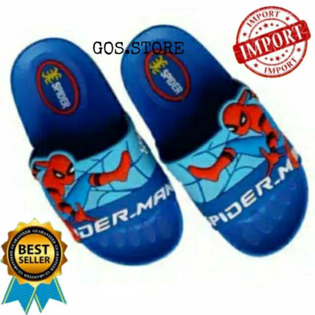 gos SANDAL SPIDERMAN Sandal Anak Selop Karet Import Berkualitas 1-8 Tahun