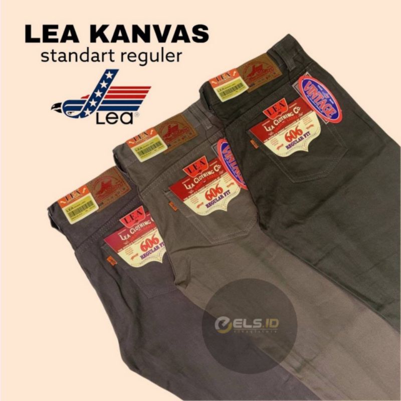 Celana kanvas Pria Lea 606 Original Reguler Fit Keren 2021/Celana Panjang Jeans kain Kanpas Cowok