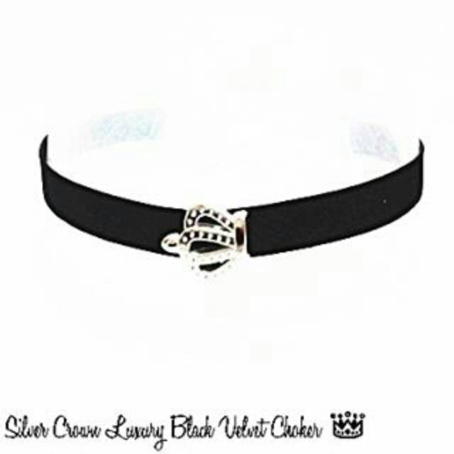 Silver Crown Luxury Black Velvet Choker Necklace | Kalung Handmade Premium Collection