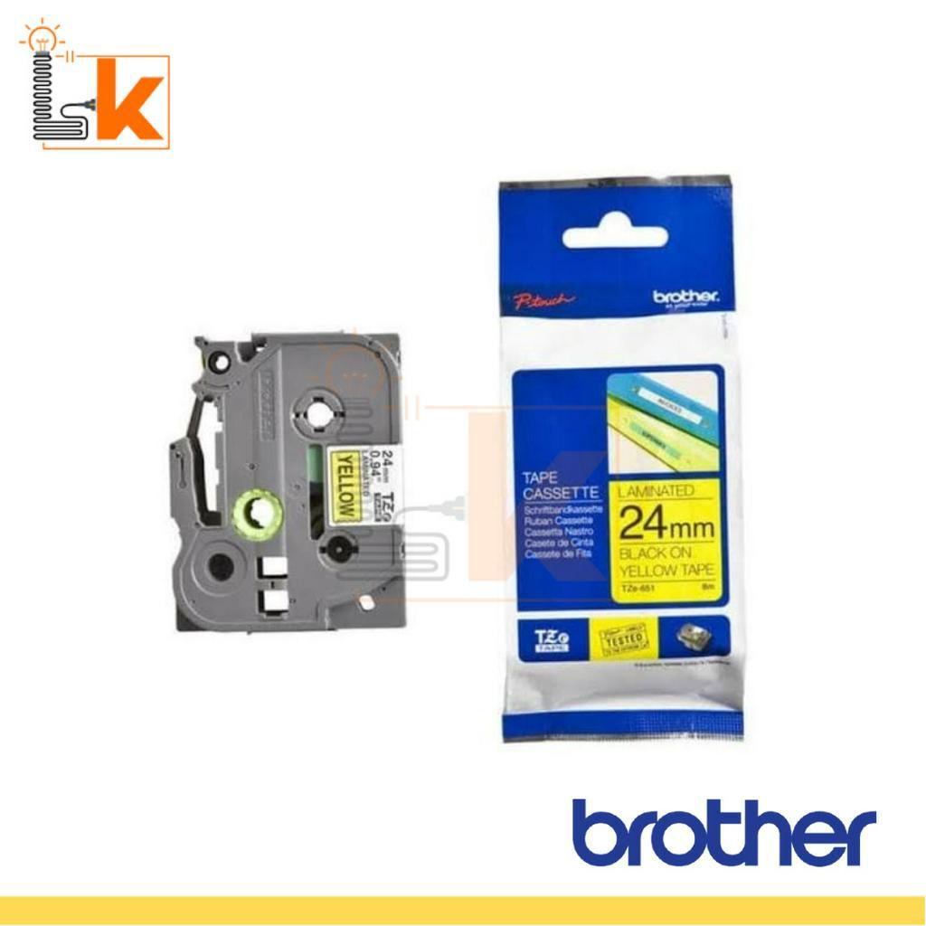 

BROTHER TAPE CASSETE TZE-651 LAMINATED 24MM BLACK ON YELLOW TAPE