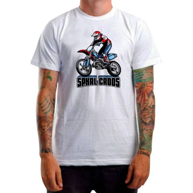 Kaos sparkle gambar motor cross