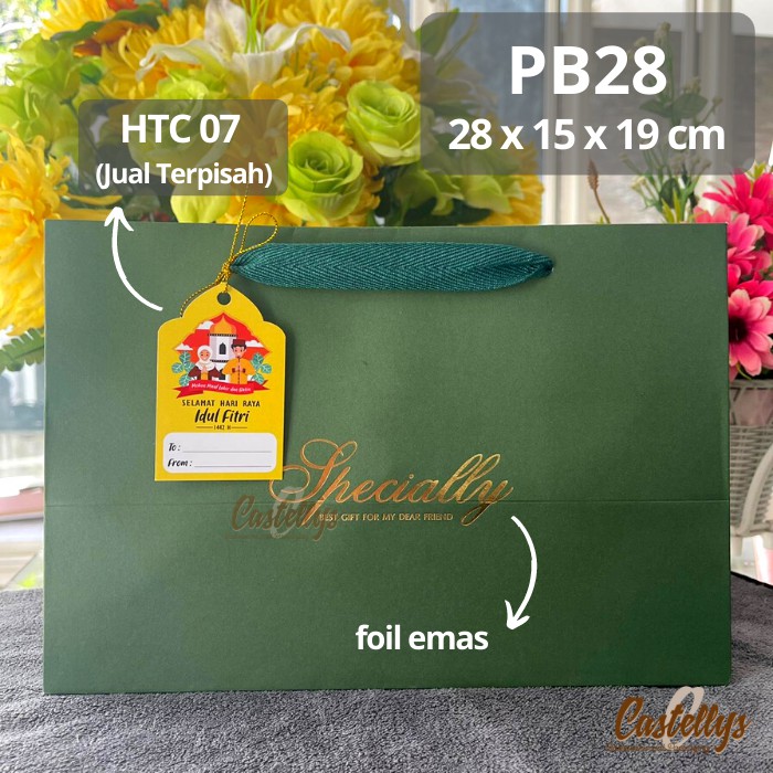 

5pcs Paper Goodie Bag PB28 Hijau Packaging Tas Kue Hadiah Kado Hampers Lebaran
