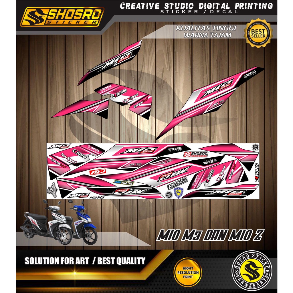 VARIASI MOTOR YAMAHA MIO M3 MIO Z STRIPING/STIKER VARIASI RACING PINK LIS PUTIH NEW