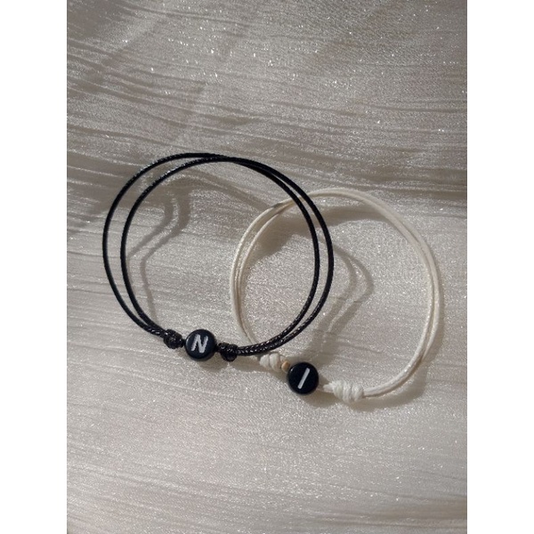 [A-P] GELANG TALI INISIAL/GELANG INISIAL/GELANG HITAM/GELANG POLOS