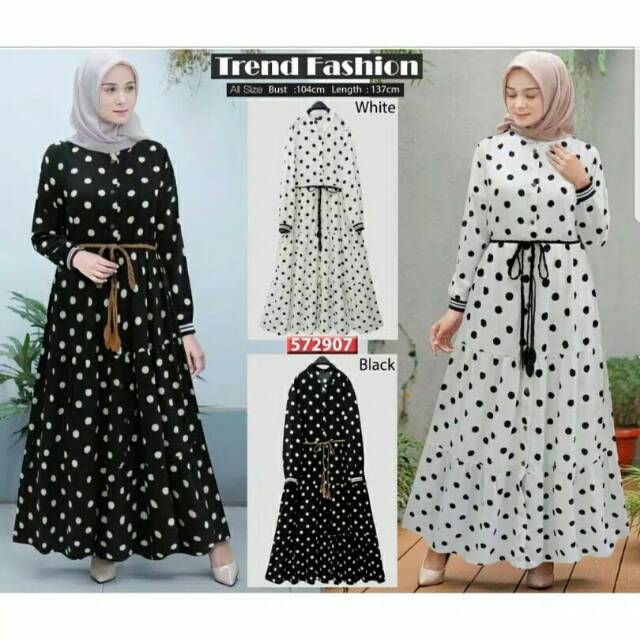 Aqila Polka Maxy Gamis | Dress Maxi | Fashion Wanita Muslim