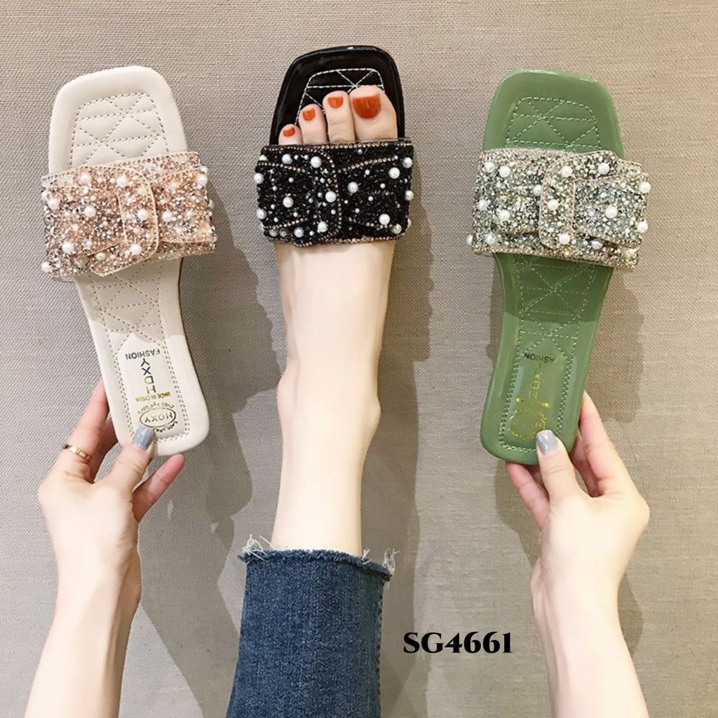 RESTOCK WYN SANDAL RIBBON FULL DIAMOND FASHION KOREA SG4661