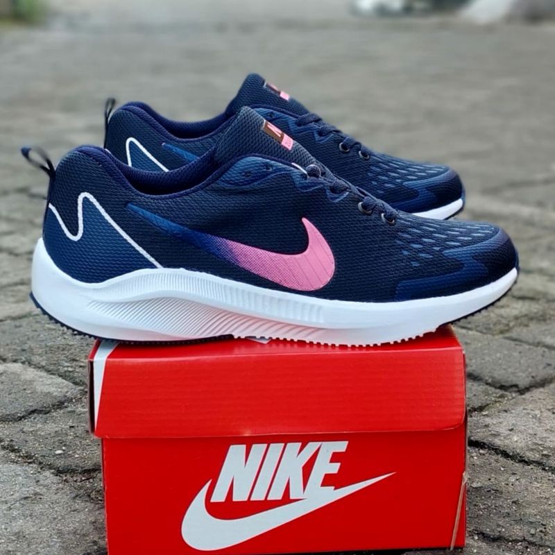 Laris sepatu nike zoom women navy pink harga murah lebay olahraga senam gym zumba lari joging aerobi