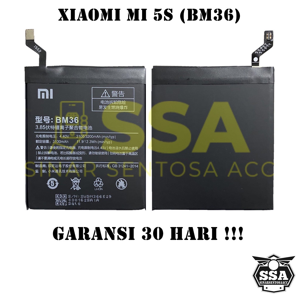 Baterai Xiaomi Mi 5s BM36 Mi5S Xiaomi5s Redmi BM 36 Original OEM Batu Batere Batre Battery Batrai Batrei ori hp Xiao Mi Garansi