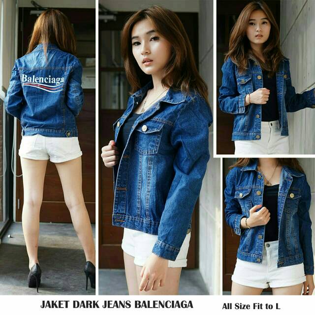 Jaket jeans wanita dark balenciaga#