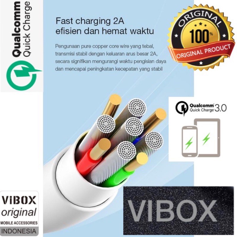 PROMO KABEL DATA MAKARON VIBOX 100CM MICRO/ TYPE C/ IOS ORIGINAL