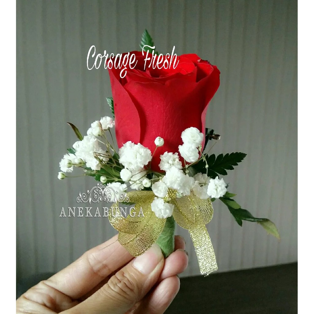 3 Korsase Pernikahan Bunga Mawar Asli Wedding Corsage Fresh Rose Flower Peach Saku Jas Pengantin