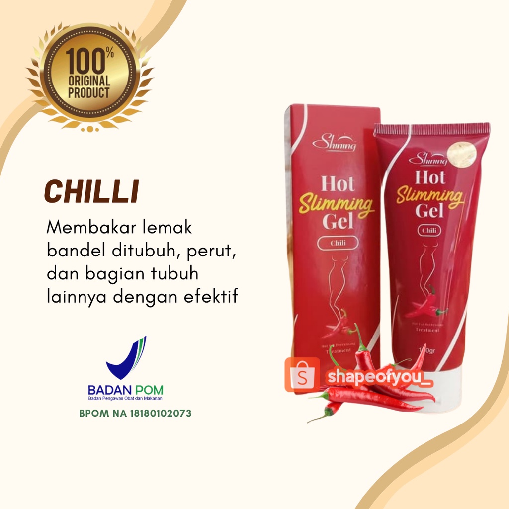 Pelangsing Tubuh Badan Perut Buncit Paha Lengan Slimming Hot Gel Krim Greentea Chili Ginger Original