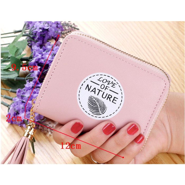 W39 Dompet Mini Wanita Motif Alam Lucu Nature Koin Cewek Kartu Uang Foto Cantik Women Wallet Perempuan Kulit PU Leather Hitam Lipat Kecil Panjang  Korea Pria Cowok Laki Laki Cowo Import Premium Murah Tas Dompet Wanita Import Cewe Cantik