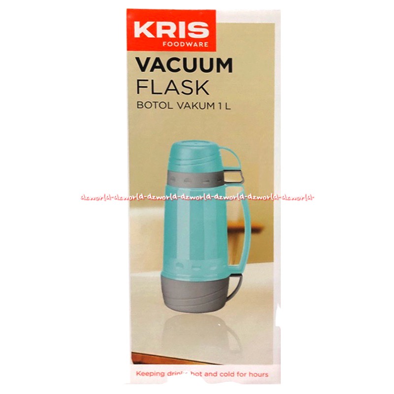 Kris Vacuum Flask Glass Insulated 1L Thermos Termos Dengan Saringan Teh Botol Minum Krischef 1 Litter Warna Hijau Tosca Krisbow Tahan Panas 9jam