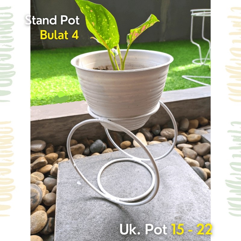 STANDING BUNGA / POT UNIK 4 RODA BULAT BOLAK BALIK MULTIFUNGSI / STANDING POT BESI