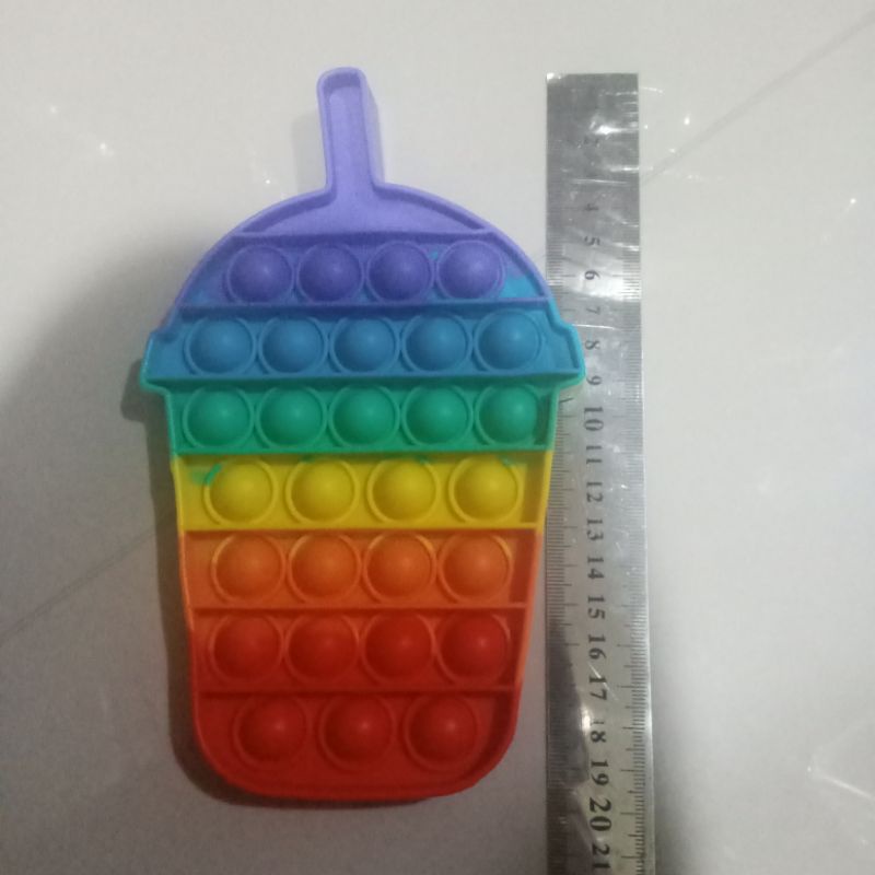 New fidget push Pop Its Round Toy Push bubble stress kids pop it murah popit mainan anak rainbow-Drink 19 CM