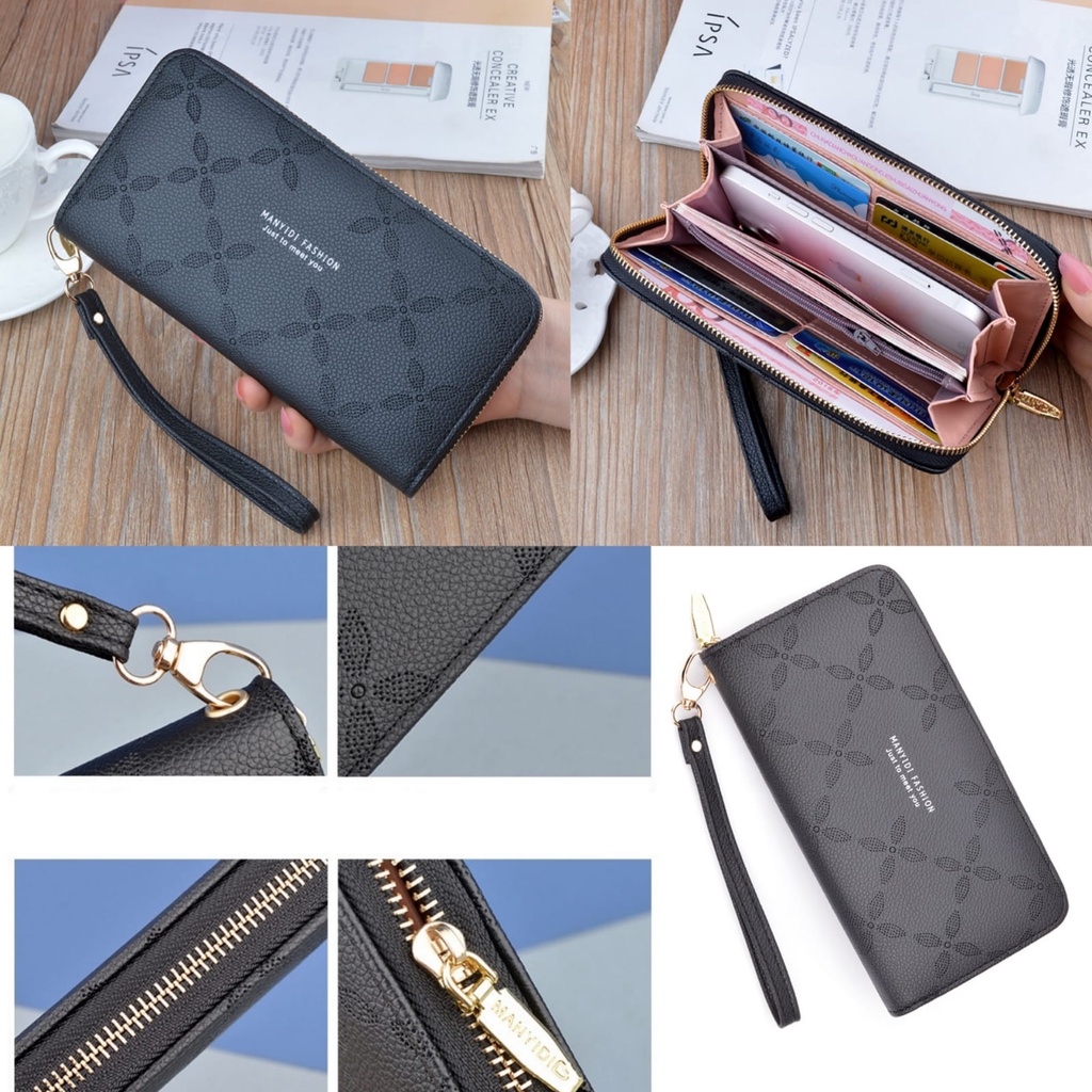 DOMPET PANJANG SESTA WANITA PREMIUM KULIT MUAT HP HITAM WA570B5 TALI PENDEK IMPORT BRANDED RESLETING KARTU UANG KOIN REMAJA KEKINIAN BATAM BESAR KOREA