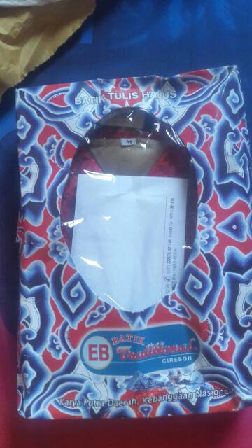 Eb Tradisional Kemeja Batik Lengan Panjang Motif Batik Mega Mendung Bahan Semi Sutra