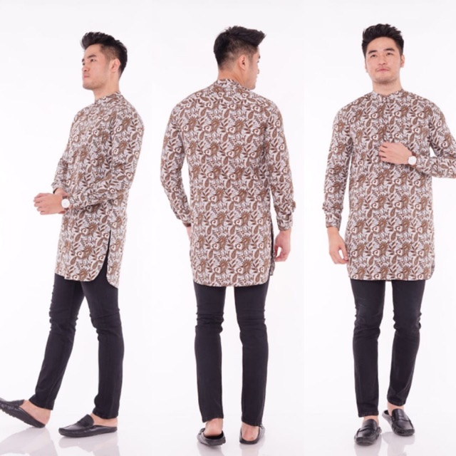 gamis pria gamis kurta pakistan motif batik mocca