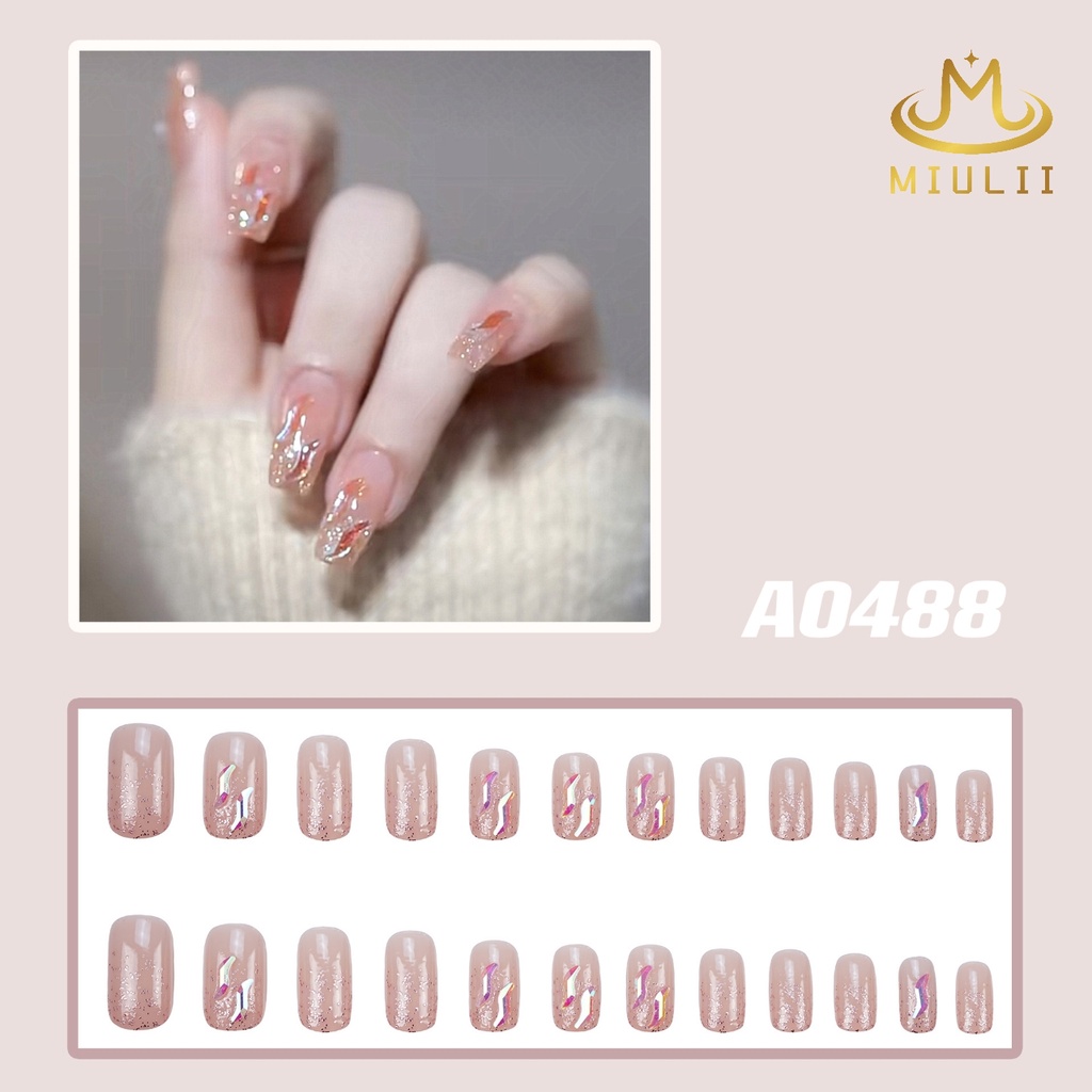 MIULII / KUKU PALSU  A0488  / 24PCS / 3D / NAIL ART / PREMIUM / CUTE / BIRU / FREE LEM JELLY / KUTEK