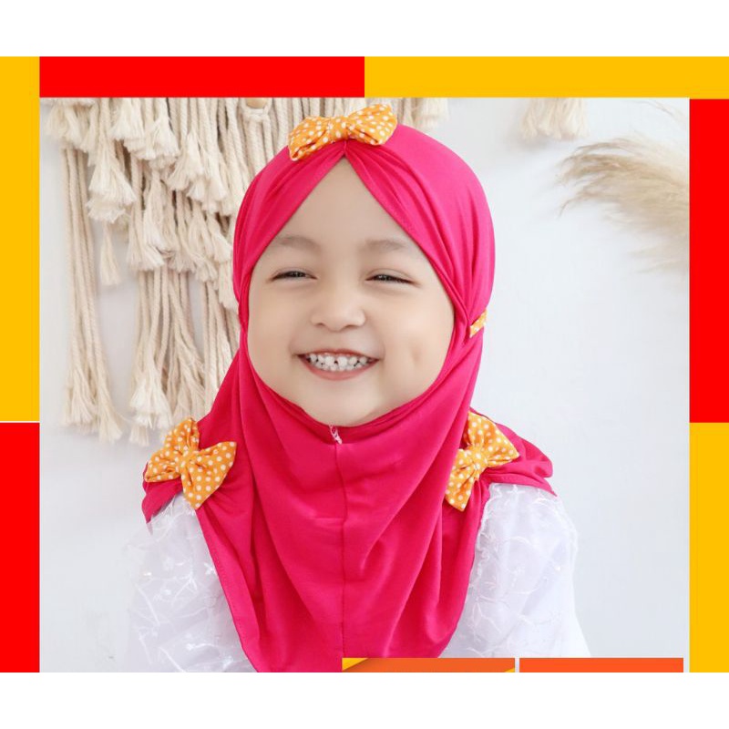 JILBAB ANAK BAYI LUCU LOL LED MUSIK 0-3 TAHUN PITA POLKA / JILBAB ANAK PITA LUCU