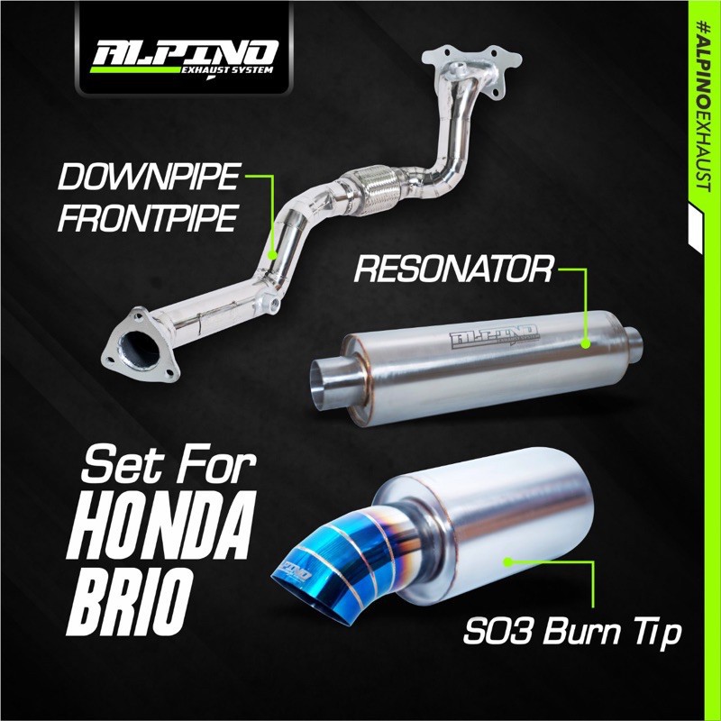 FULL SYSTEM ALPINO EXHAUST for HONDA BRIO (DPFP+RESONATOR+MUFFLER S03 BURNTIP)