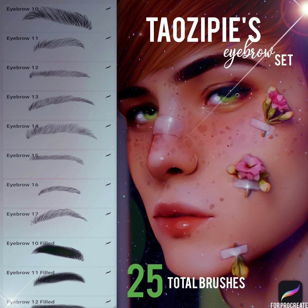 Procreate Brush - 330+ Eyes, Lashes, Brows, Faces &amp; Skins Pack Stamps