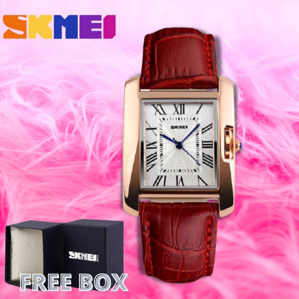 Jam Tangan Wanita SKMEI 1085 / CL1085 Leather Strap Korea Fashion Casual Quartz Anti Air Terlaris