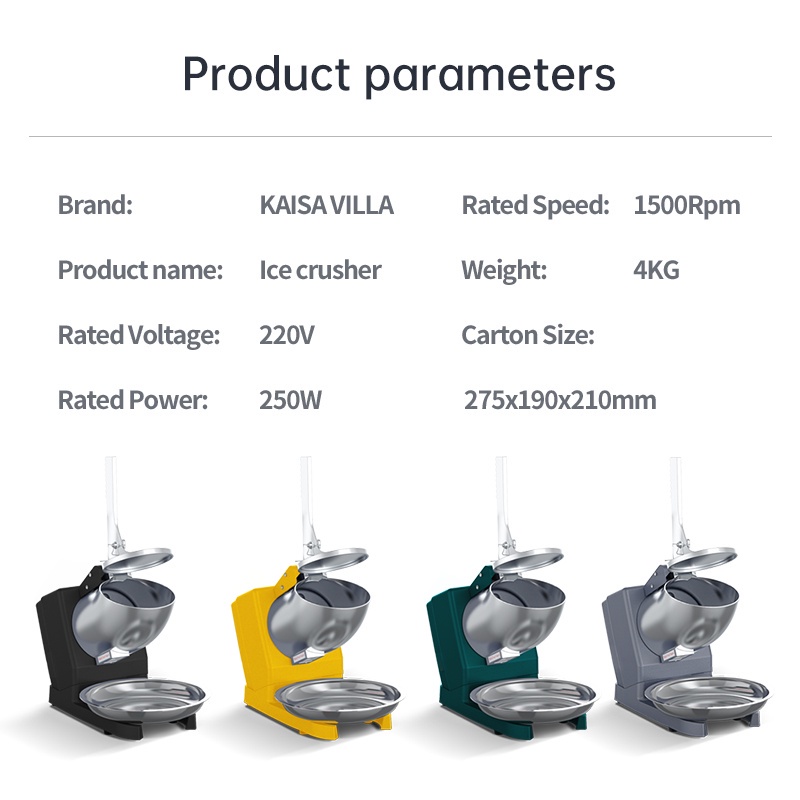 KaisaVilla Alat Penghancur Es ABS Mesin Serut Es Mesin Giling Es Ice Crusher Machine