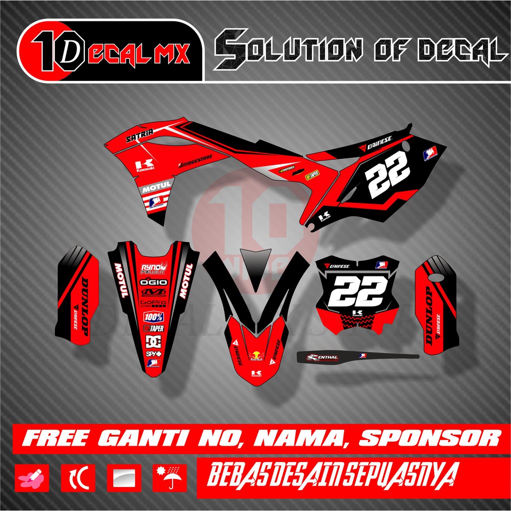 Decal KX 250 Full Body Merah Hitam