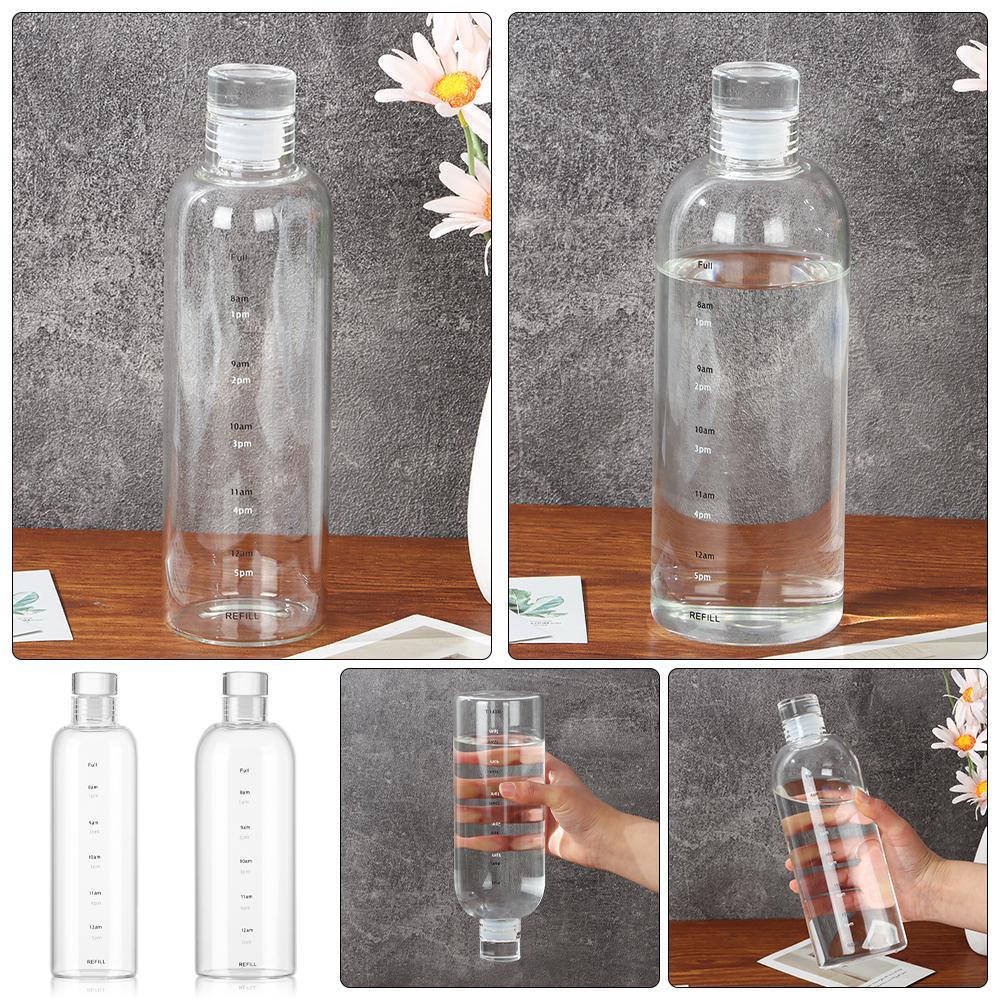 Top 500ML/750ML Botol Air Kaca Jus Susu Outdoor Fitness Transparan