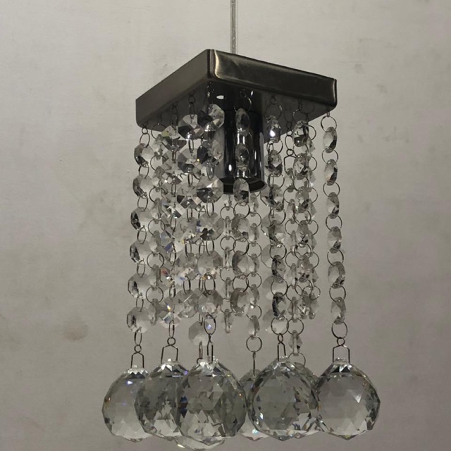 Lampu gantung kristal kotak minimalis hias satin include Lampu gantung kristal kotak minimalis hias satin include