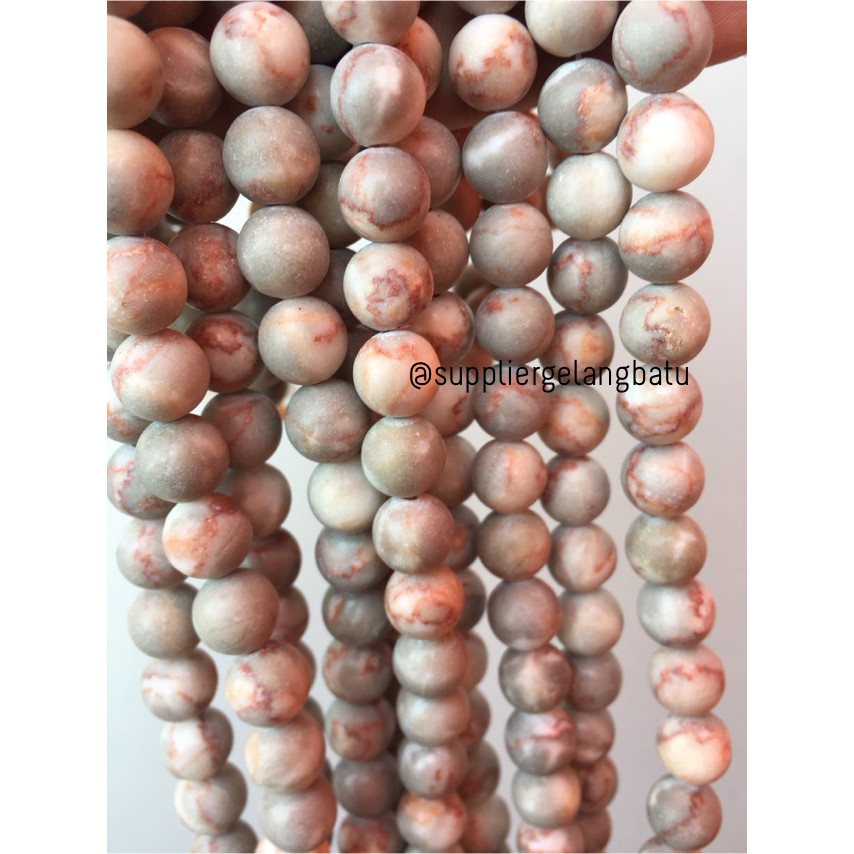 bahan ryolite jasper soft white putih 10mm renceng bahan gelang kalung aksesoris fashion bahan craft