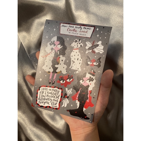 cruella A6 sticker sheet vinyl doff