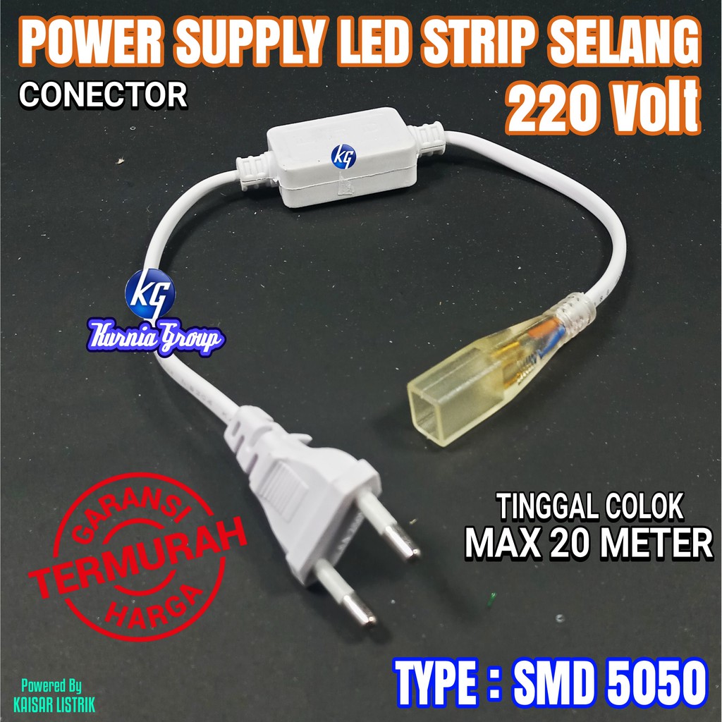 Conector LED Selang 5050 220V  Adaptor Led Strip IP66 100M konektor Soket colokan ledstrip Meteran