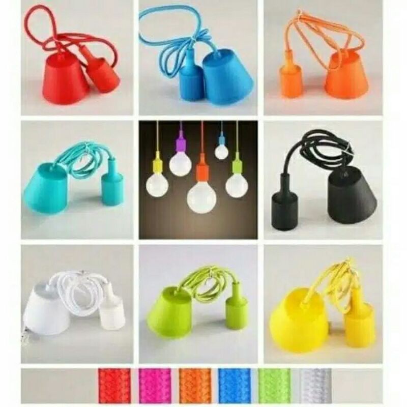 PROMO TERMURAH FITTING GANTUNG LAMPU HIAS EDISON FILAMEN CAFE E27 FITTING SILIKON LAMPU VINTAGE