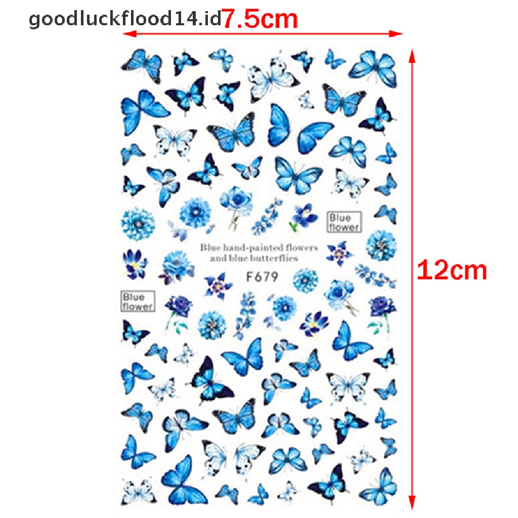 [OOID] Holographic Butterflies Nails Art Manicure Stickers Flowers Nail Decoration ID