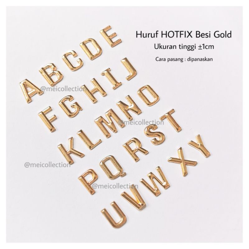 manik hotfix huruf alphabet besi label hijab / inisial masker