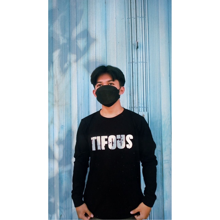 Kaos Rib Premium Lengan Panjang Hitam Size M L