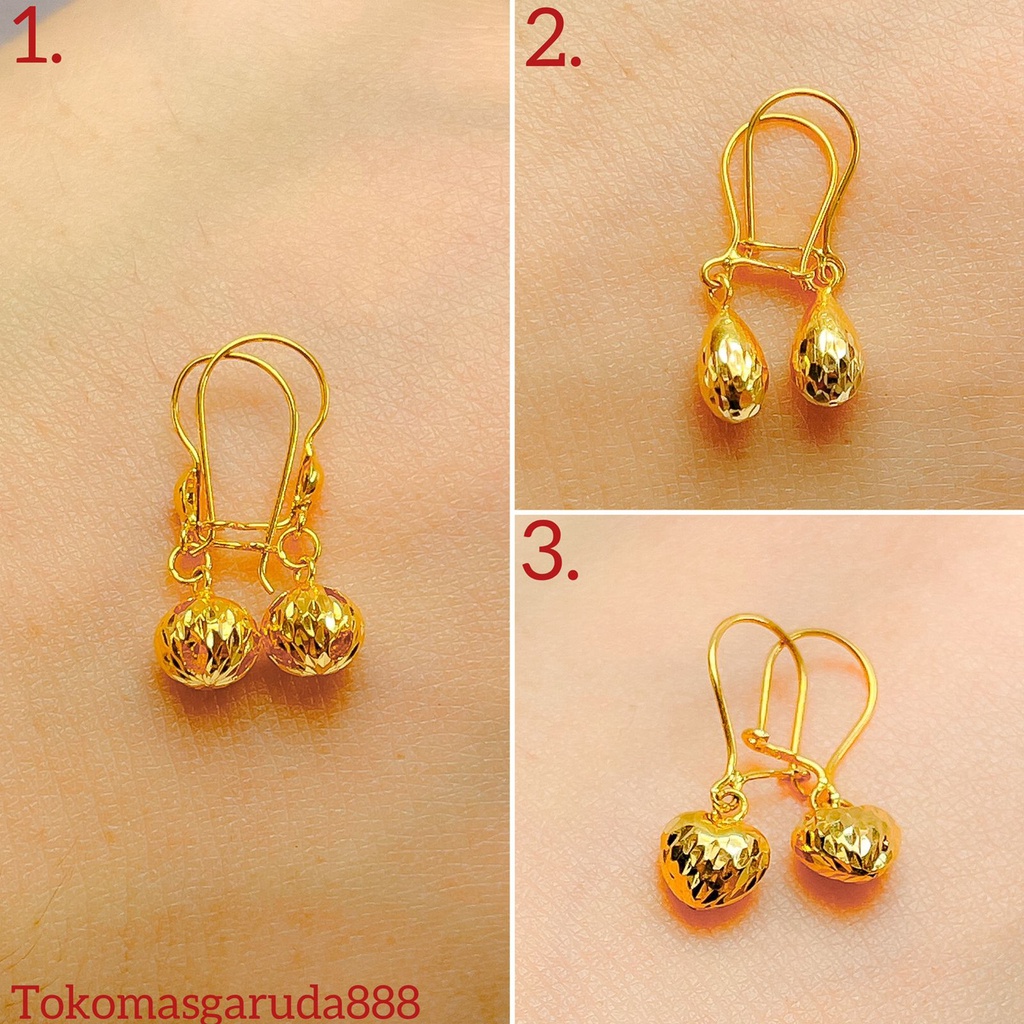 Anting anak dan dewasa emas asli model timun dewasa anak kadar 700 70% 16k 22